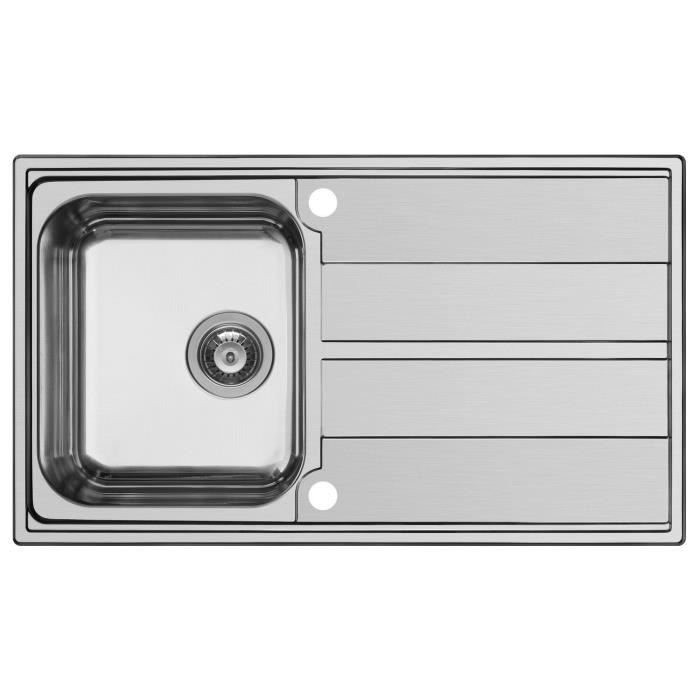 MAJESTIC évier 1 cuve + 1 égouttoir Inox brossé Grande profondeur