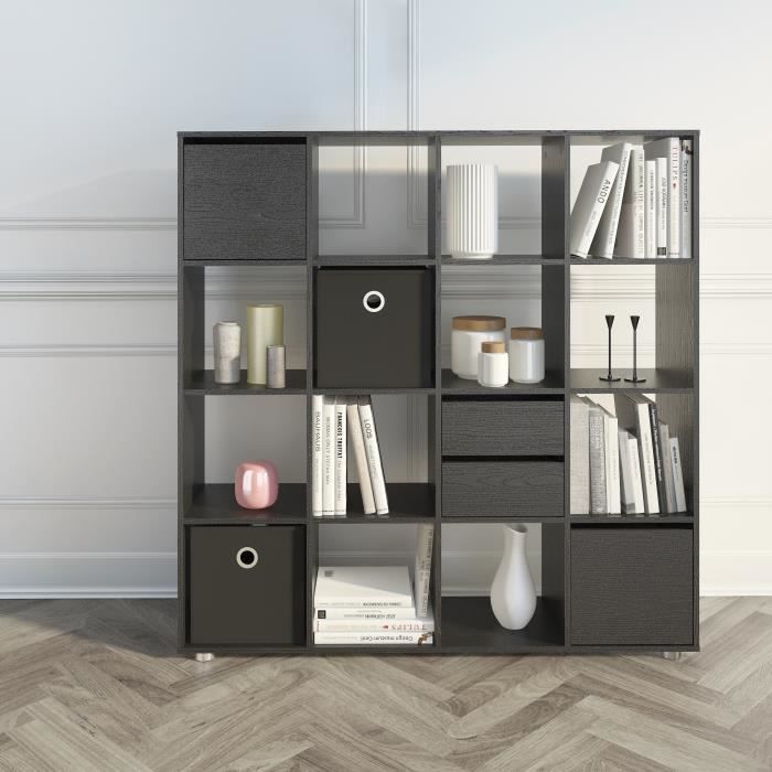 FINLANDEK Bibliothèque étagère HERKKÄ 138cm décor noir frêne