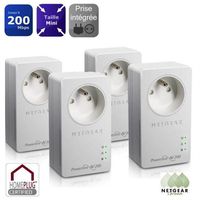 COURANT PORTEUR - CPL Netgear Pack 4 CPL AV 200Mbps / Prise intégrée