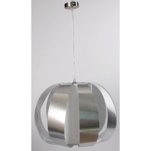 Lustre - suspension Calabaza - Bande chrome diffuseur blanc ?45 cm longueur 140 cm