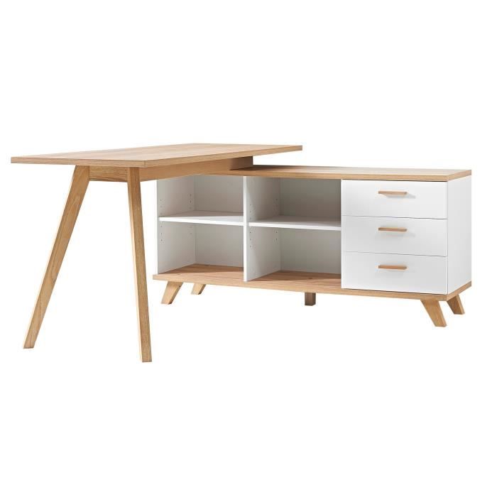 Vaisselier/argentier contemporain portes vitrées chêne blanchi Edwige 