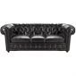 CANAPE Canapé CHESTERFIELD 3 Places En Cuir (Noir)