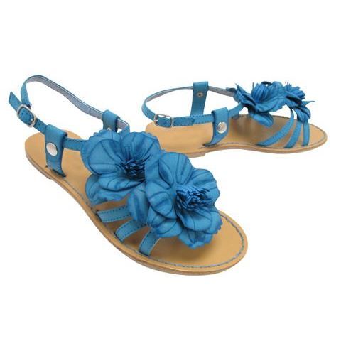 Sandales plates femme Ã  fleur Bleu