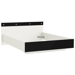STRASS Lit adulte contemporain laqué noir et blanc mat - l 140 x L 190 cm