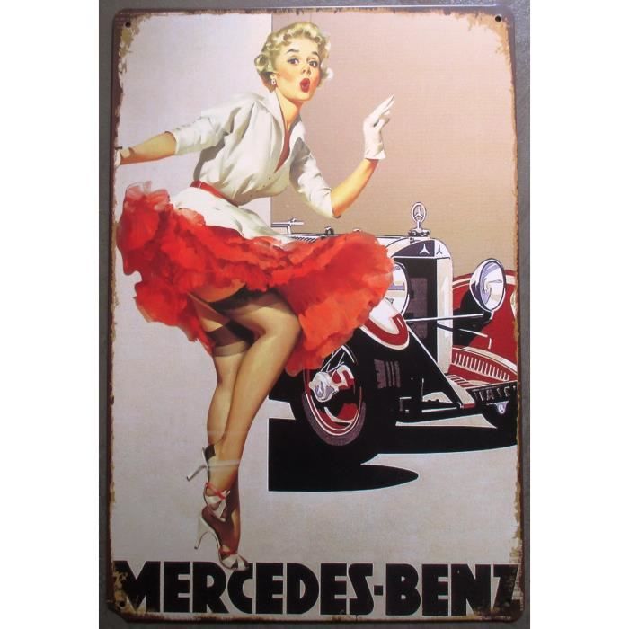 Plaque Publicitaire Pin Up Sexy Et Mercedes Benz Deco Garage Achat Vente Objet Décoration 
