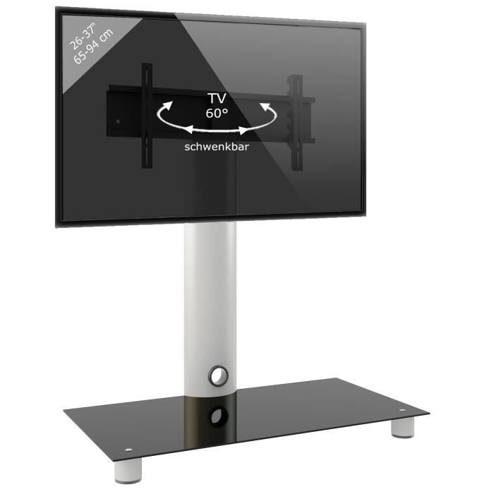 STANDOL Pied support TV écran Plat LED Plasma argent verre noir VCM