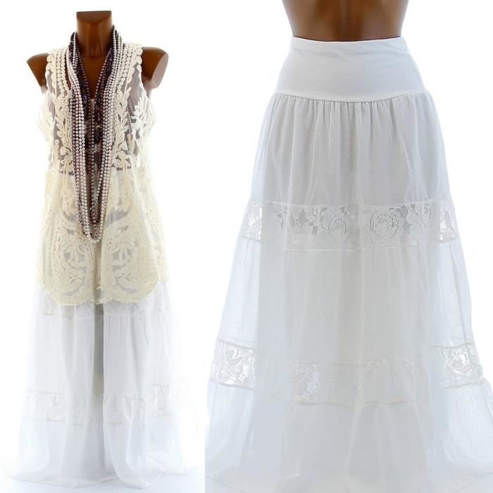 jupe robe longue dentelle boh 232 me femme blanc jupe robe longue dentelle boh 232 me femme blanc