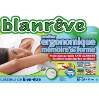 OREILLER BLANREVE Oreiller Ergonomique Mémoire de Forme 55 OREILLER BLANREVE Oreiller Ergonomique Mémoire de Forme 55