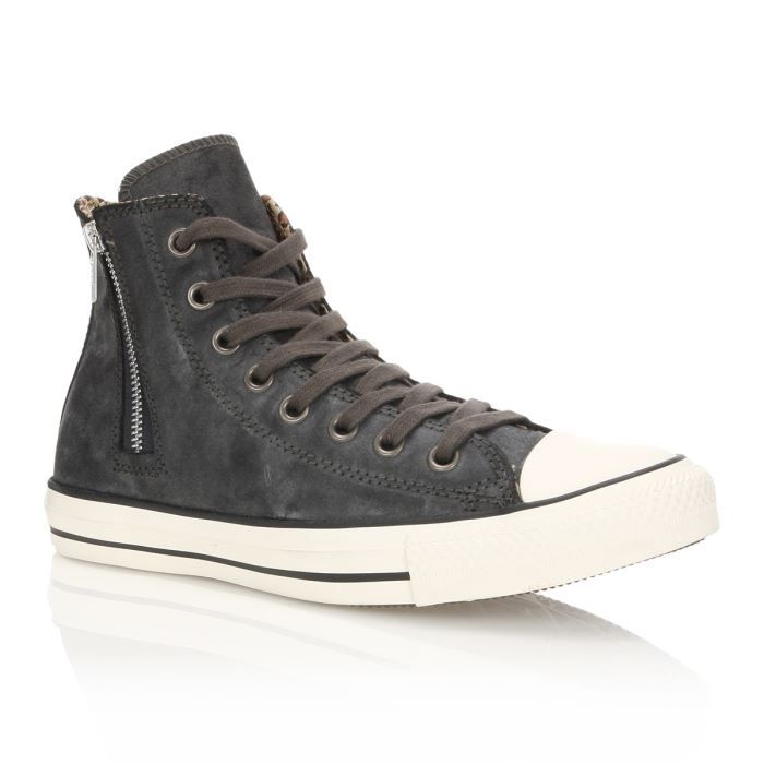 converse cuir grise femme