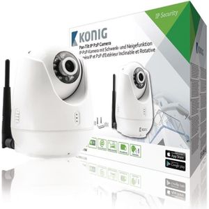 KONIG Caméra de surveillance IP HD Pan-Tilt intérieure 720P - Blanc