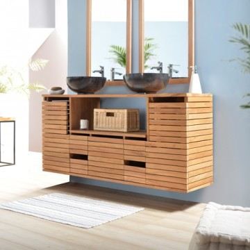 Meuble salle de bain teck double vasque à suspe… achat / vente ... Meuble salle de bain double vasque a poser