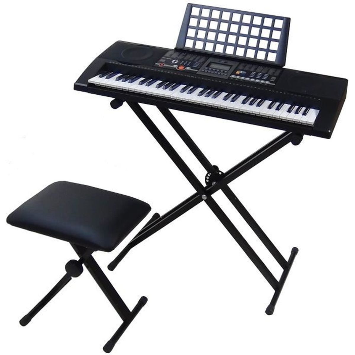 Clavier Piano Numérique 61 Touches LEADZM - Kit Complet Avec Support, Banc, Casque, Microphone