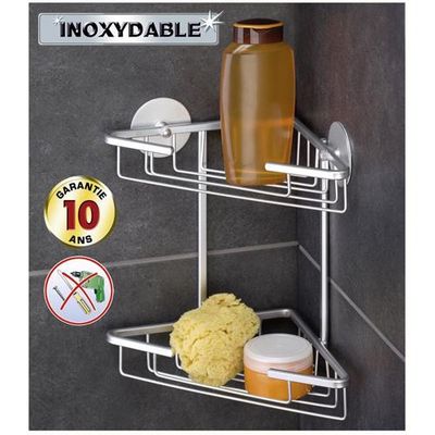 etagere d'angle 2 etages inox turbofix