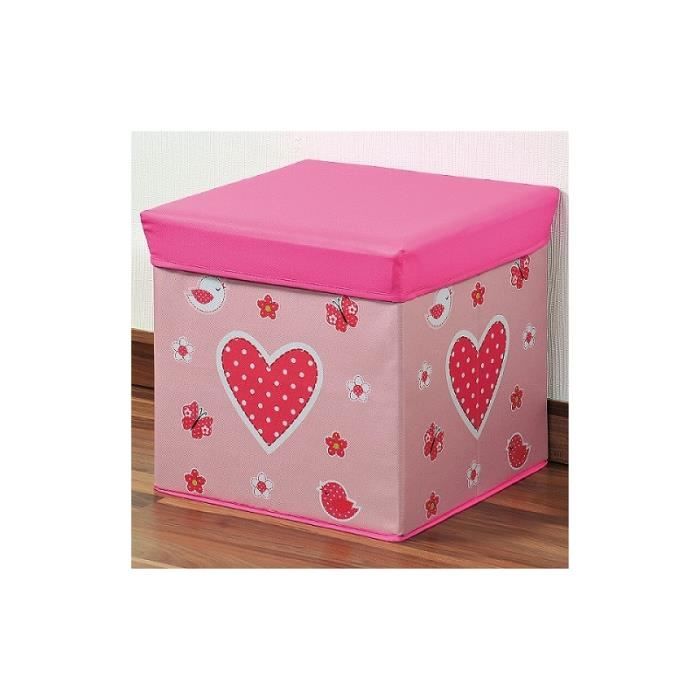 Pouf coffre de rangement Rose Décoration chambre enfant Pouf