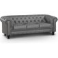  Canapé Chesterfield 3places Croute de Cuir Gris