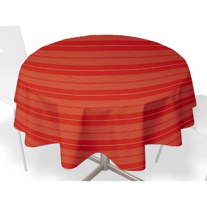 Nappe toile cir&eacute;e ronde 160 cm TALK rouge Nappe toile cir&eacute;e ronde