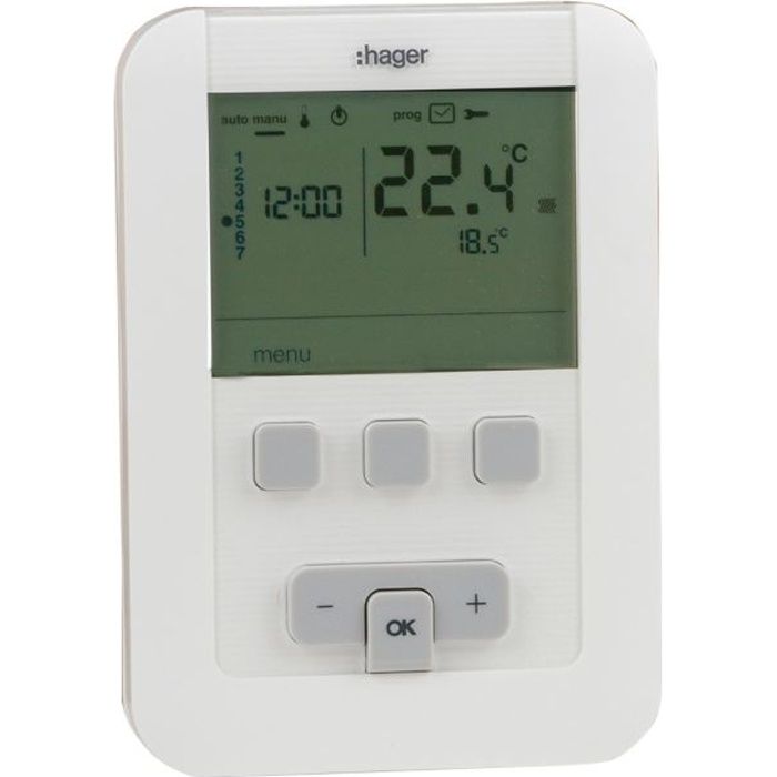 Thermostat ambiance programmable HAGER EK520 … Achat / Vente