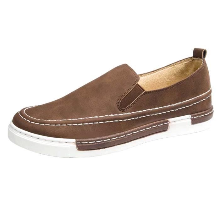 Slipon Homme Garçon Couleur Pure Cuir PU Casual Paresseux Souple Sport
