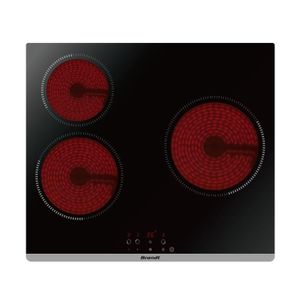 BRANDT BPV6321B - Table de cuisson vitrocéramique-3 zones-5300W-L60cm-Rev?tement verre-Noir