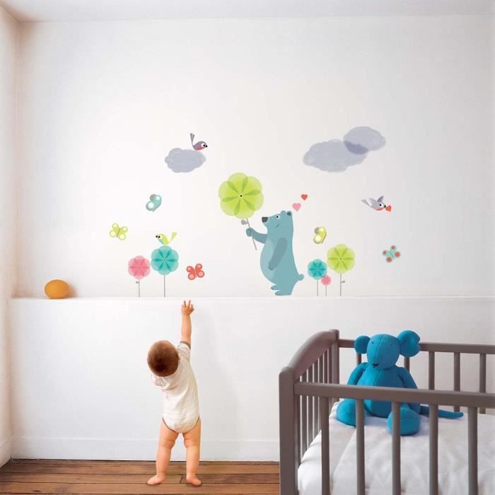 Stickers chambre bébé Ours bleu - Achat / Vente stickers ...