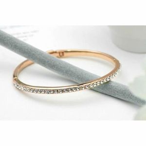 BRACELET , GOURMETTE Bracelet Jonc Rigide Doré Cristal SWAROVSKI