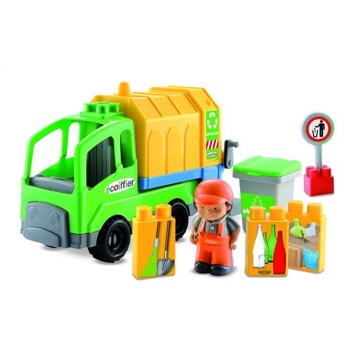 Camion Poubelle Ecoiffier Abrick - Jeu Construction 18 Mois+ - Fabriqué En France - Avec Personnage