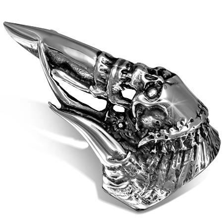 Bague acier crane indien et défense. matière acier inoxydable 316L ... Bague acier crane indien et défense. matière acier inoxydable 316L ...