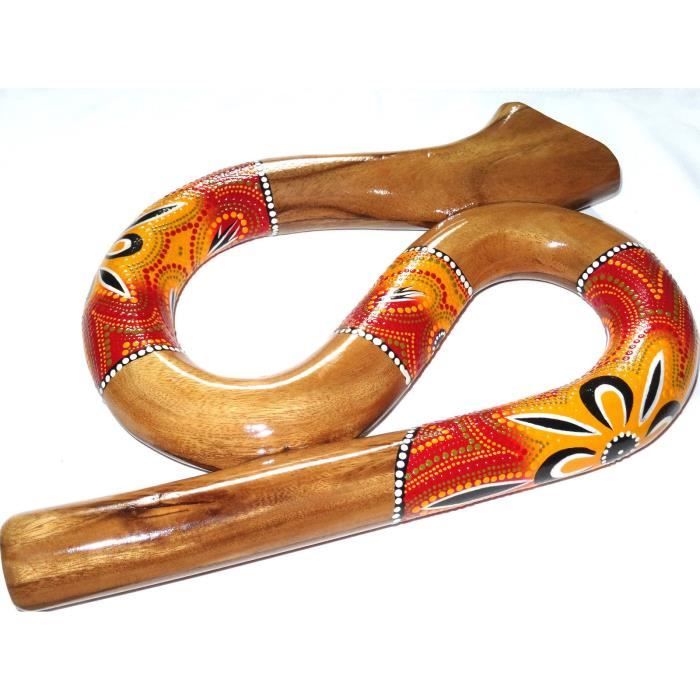 Didgeridoo Bois Suar Peint Spirale Artisanal Aborigène Spiral pas cher