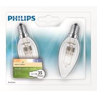 PHILIPS Flamme Claire 2 Ampoules EcoHalo 28W E14 PHILIPS Flamme Claire 2 Ampoules EcoHalo 28W E14