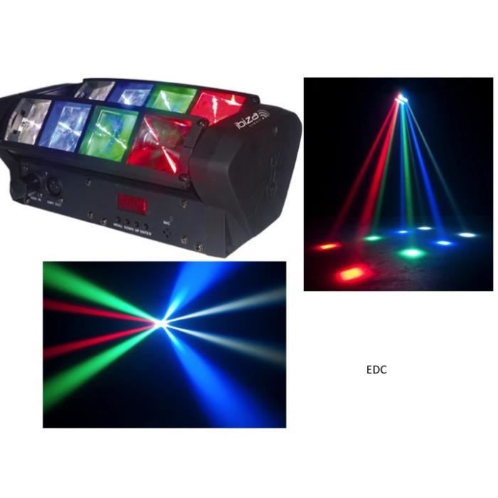 JEU DE LUMIÈRE LED UNIQUE BARRES RANGÉES MOTORISÉES 8 LEDS CREE 3W