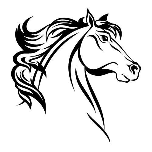 stickers tete cheval ref t mk816 noir 28x29 cm