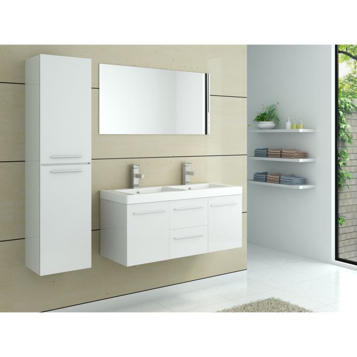 Meuble salle de bain avec double vasques blanc achat / vente ... Meuble salle de bain double vasque a poser
