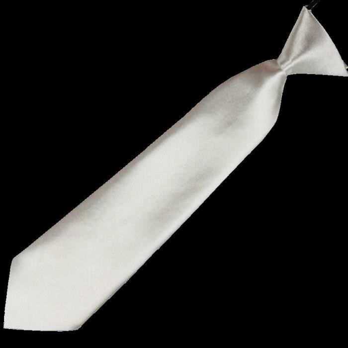 Cravate Enfant Garçon Blanche Satinée | Longueur 27 Cm (avec Nœud) | Finitions Main | Pour Mariage, Cérémonie, événement Formel - 4