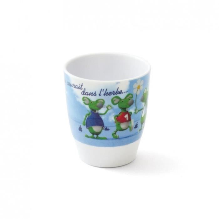 Plastorex 8505 Gobelet M&eacute;lamine Blanche d&eacute;cor Souris verte 3D