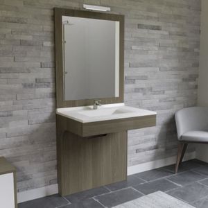 ALTEA Ensemble meuble de salle de bain 80 cm - LED incluse - Compatible PMR - Décor coimbra souris