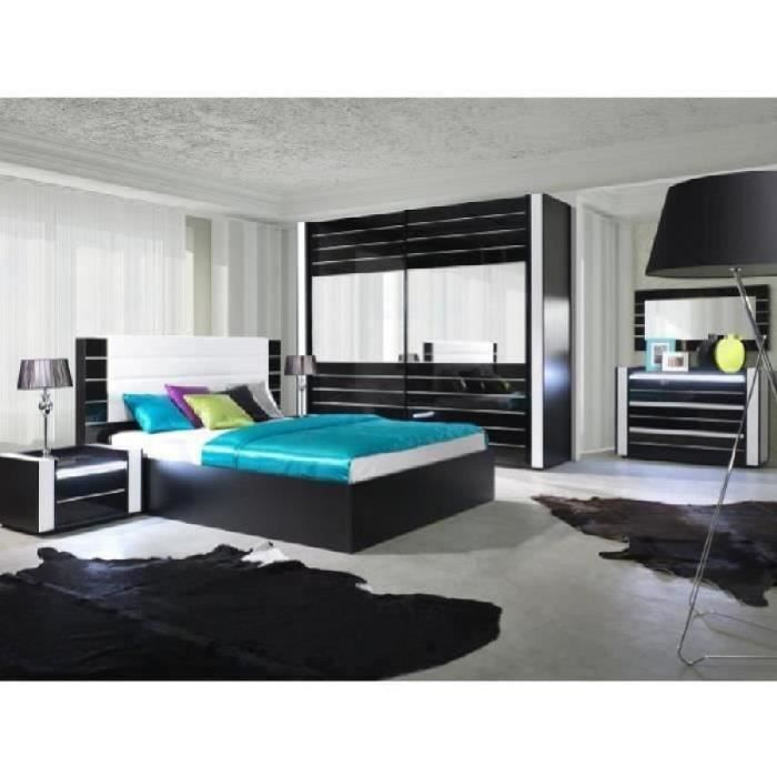 Chambre à coucher complète lina blanche et noire laquée. meuble ... Meuble design chambre a coucher