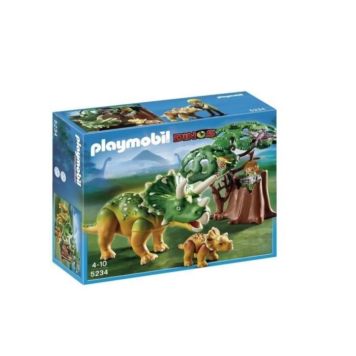 5234 Triceratops et son petit avec arbre Playmobil : King Jouet, Playmobil
