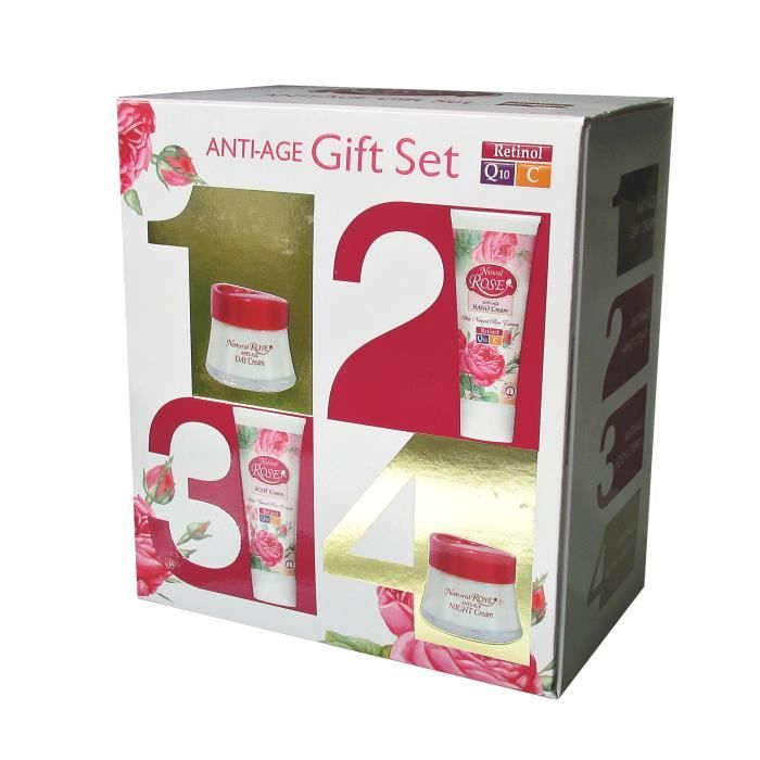Coffret ANTI AGE Natural Rose-4 Soins visage et corps Coffret ANTI AGE Natural Rose-4 Soins visage et corps