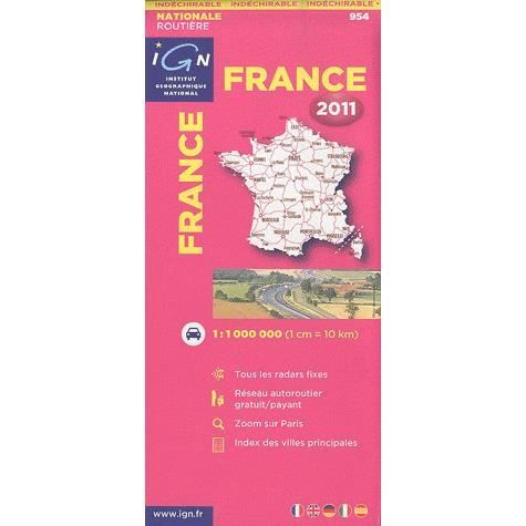 FRANCE ; CARTE ROUTIERE INDECHIRABLE (EDITION 2011   Achat / Vente