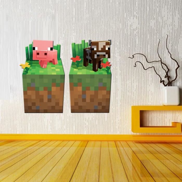 Minecraft Stickers Muraux Cartoon Autocollants Sticker Mural Enfant