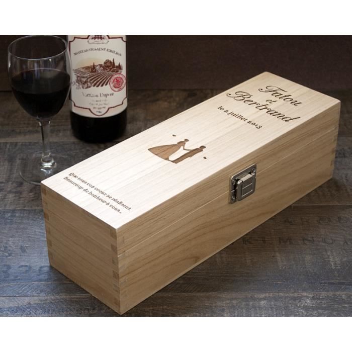 caisse a vin en bois gravee mariage