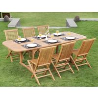 SALON DE JARDIN  SALINA Salon Teck 180-240cm + 6 chaises