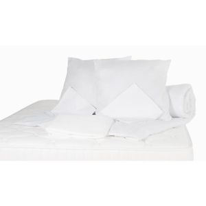 SWEET HOME Big pack : couette + oreiller + protection literie 220x240 cm blanc