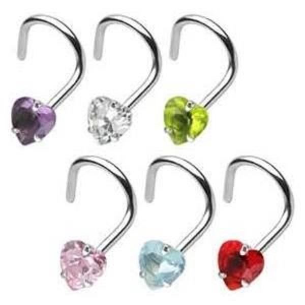 un piercing nez tire bouchon strass forme coeur 0.8 mm x 3.2 mm Achat / Vente barre droite un