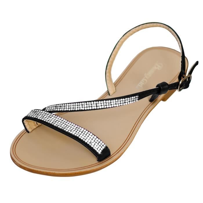 sandales strass femme str325 nu-pieds tongs noir - Achat  Vente ...