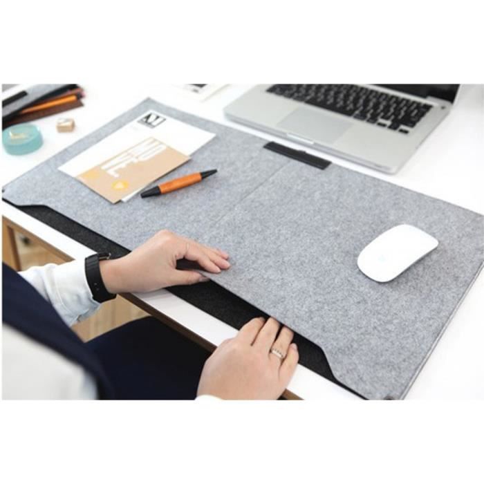 Tapis De Souris Bureau En Feutre 80x40 Cm - Sous-main Clavier Et Souris - Gris Clair