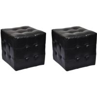 Pouf cube capitonné noir (lot de 2) Pouf cube capitonné noir (lot de 2)