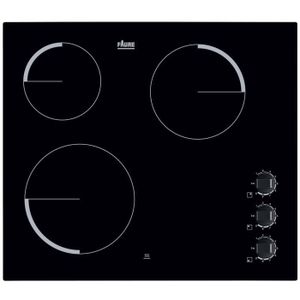 FAURE FEV6131FBA Table de cuisson vitrocéramique-3 foyers-5300 W-L 59 x P 52cm-Rev?tement verre-Noir