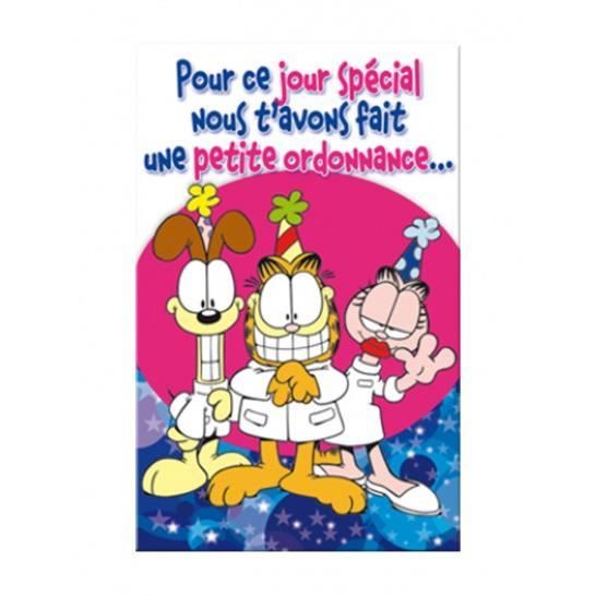 Carte anniversaire Garfield Ordonnance  Achat / Vente carte  carte de