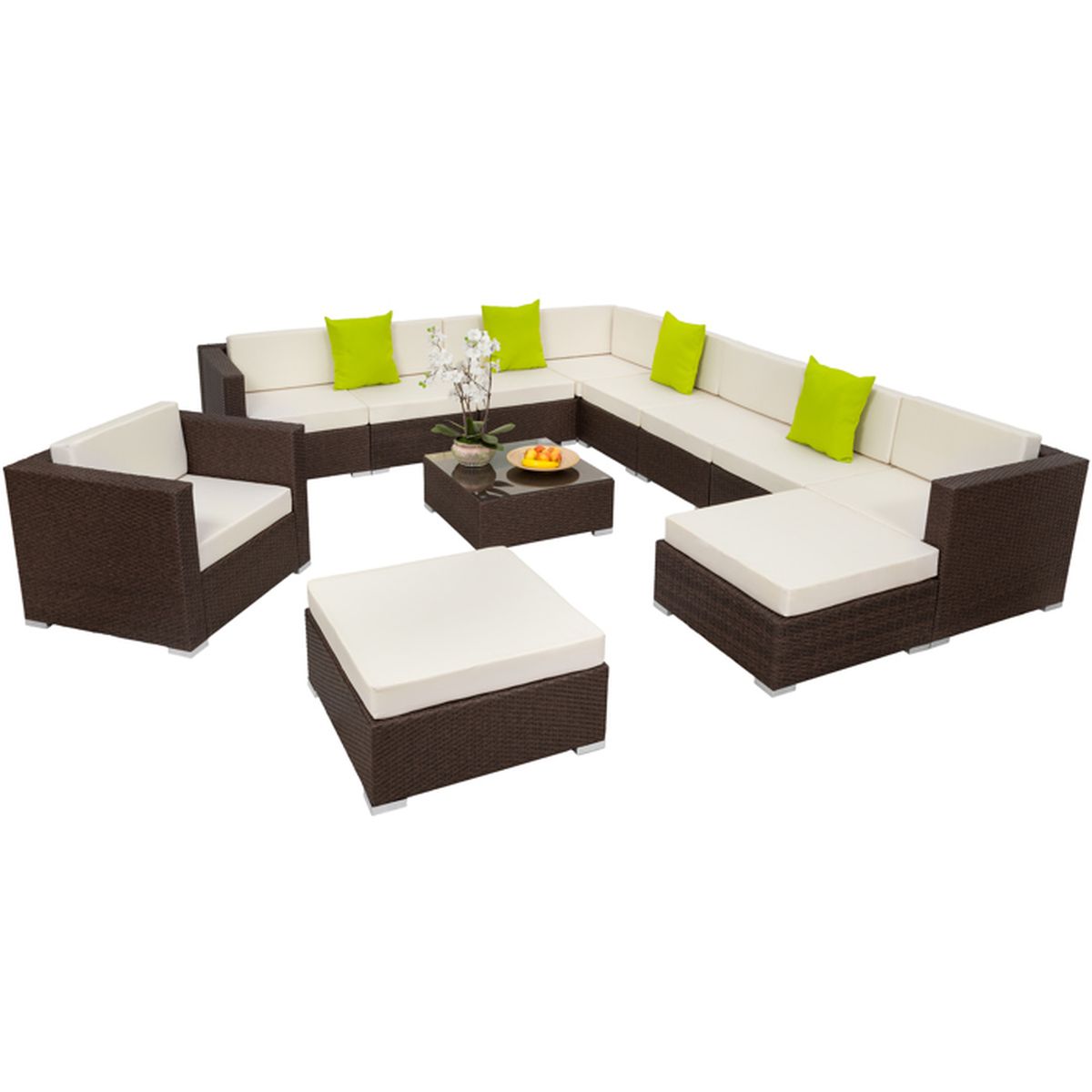Salon de jardin goliath 9 fauteuils, 2 tabourets, 1 table en ...